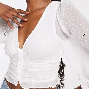 NWT ASOS Stradivarius textured corset blouse in white size medium